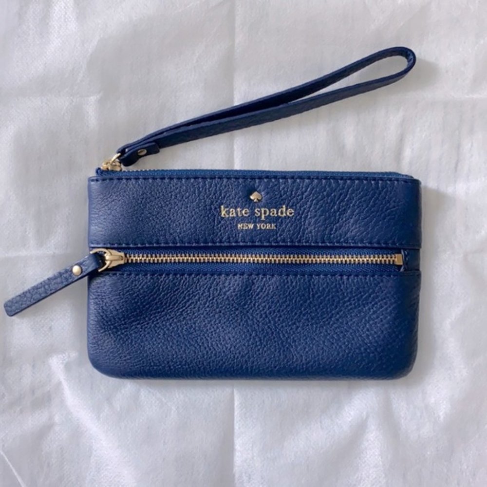 kate spade small navy leather pouch clutch